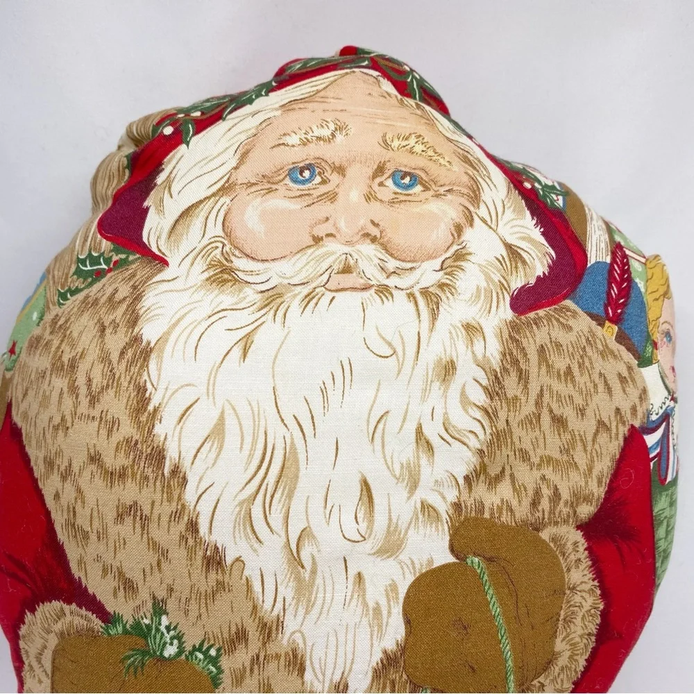 Vintage Father Christmas Santa Clause Handmade Stuffed Plush Pillow Decor Lg